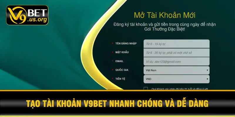 Tạo tài khoản V9BET nhanh chóng và dễ dàng