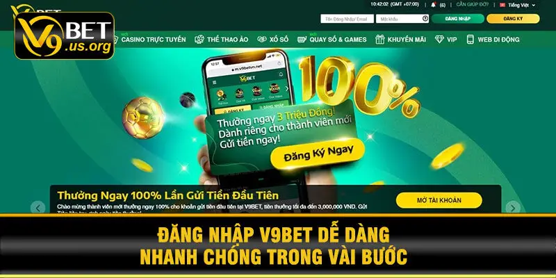 Đăng nhập V9BET dễ dàng, nhanh chóng trong vài bước